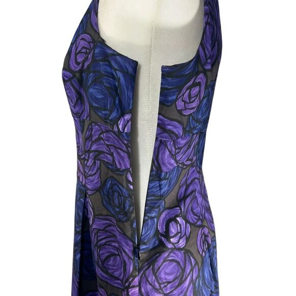 Theory Sz 10 Purple Paper Rose Sleeveless Sheath Dress - Picture 7 of 13